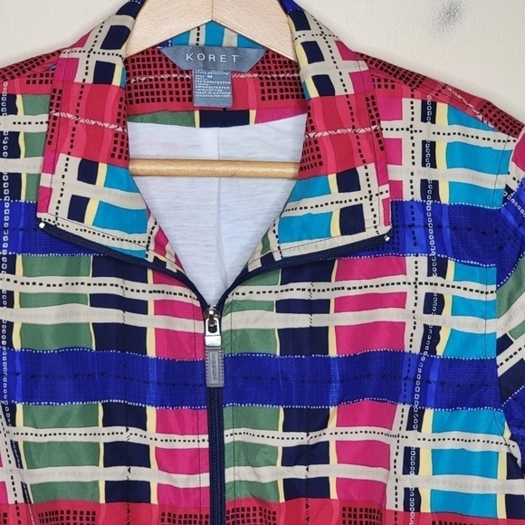 Vintage Koret | Geometric Multicolor Zip Front Windbreaker Jacket - Picture 4 of 6